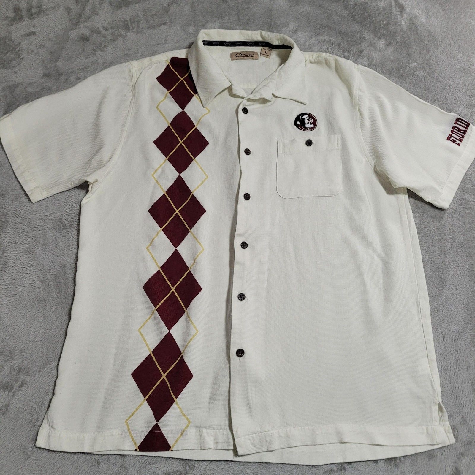 Florida State Seminoles Shirt Mens Large White Ncaa Football Chiliwear Argyle